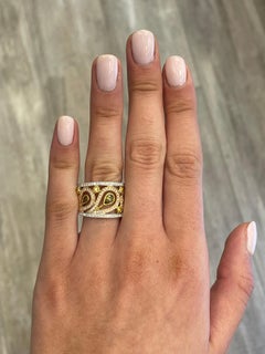Alexander 1.27ct Multi Yellow Diamond Cocktail Ring 18k Tri Gold