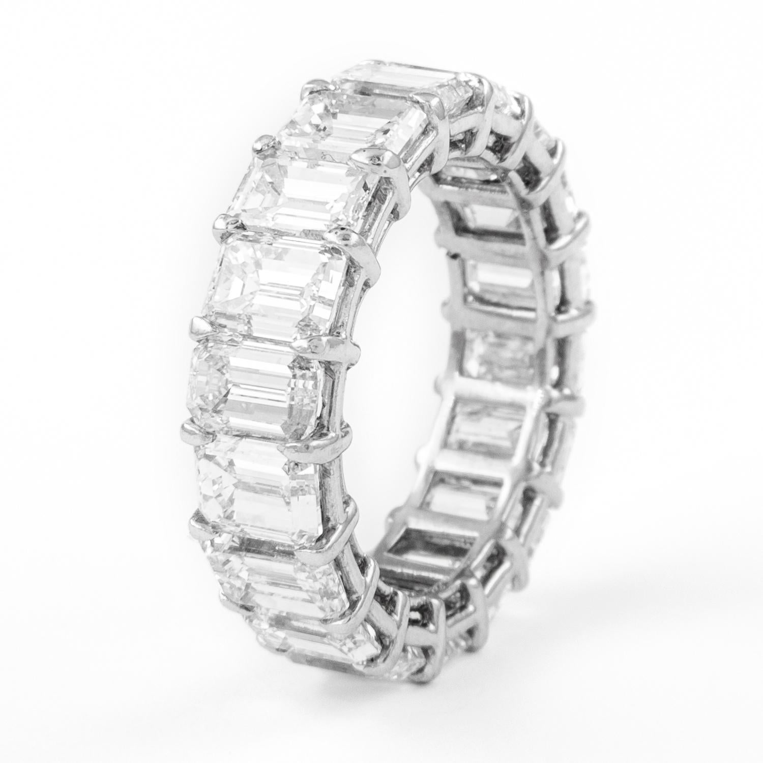 Alexander 13.50ct Emerald Cut Diamond Eternity Band 'Avg 0.75ct Each' Platinum  In New Condition For Sale In BEVERLY HILLS, CA