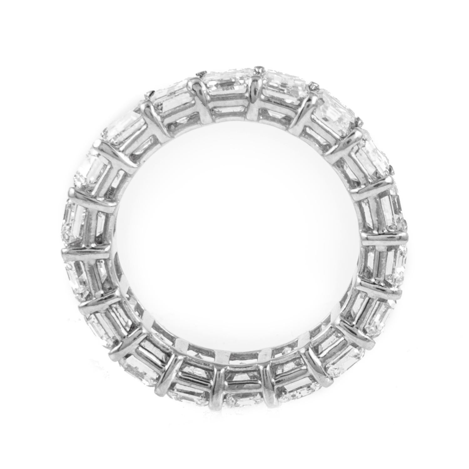 Women's Alexander 13.50ct Emerald Cut Diamond Eternity Band 'Avg 0.75ct Each' Platinum For Sale