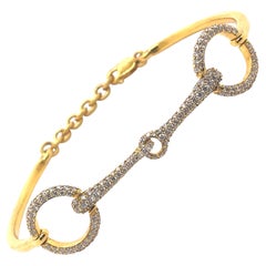 Alexander 1.38 Carat Round Brilliant Diamond Pave Bracelet 18 Karat Yellow Gold