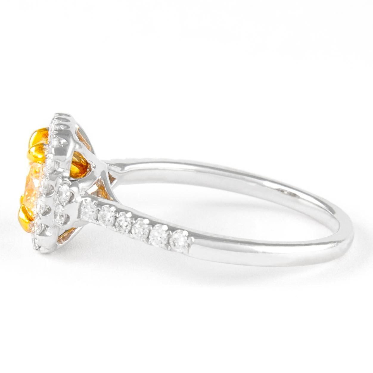 Cushion Cut Alexander Beverly Hills 1.39ctt Fancy Yellow VS1 Cushion Diamond Ring 18k For Sale