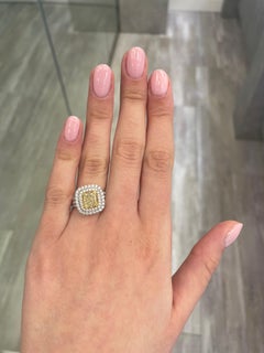 Alexander Beverly Hills 1.50ct Fancy Yellow Diamond Double Halo Ring 18k