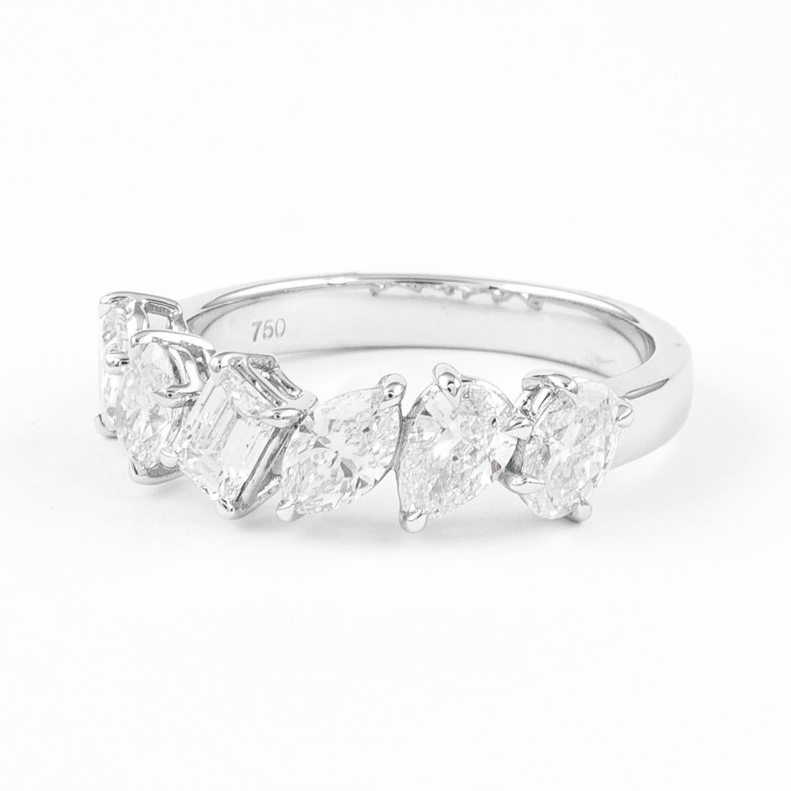 Alexander 1,52 Karat Multi-Diamant-Ring 18k Weißgold (Moderne)