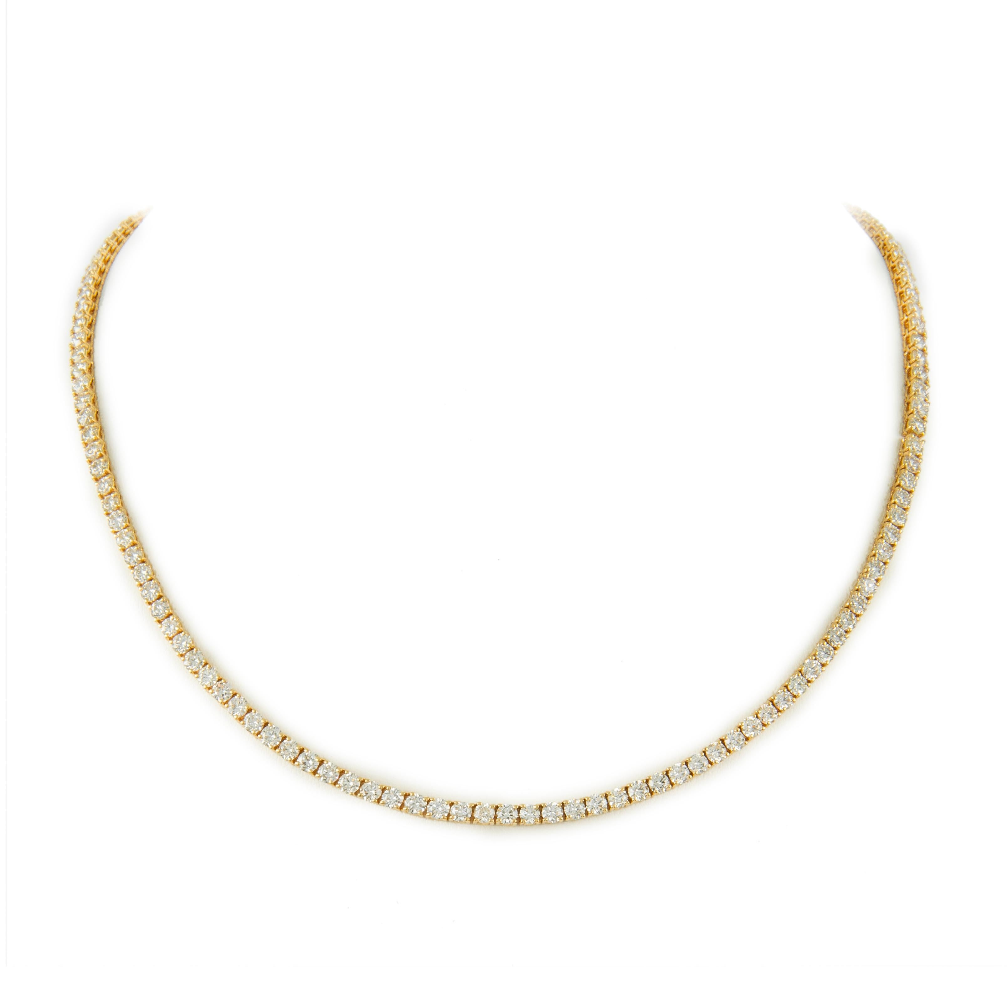 Alexander Beverly Hills 15,84 Karat Diamant-Tennis-Halskette 18k Gelbgold (Rundschliff) im Angebot