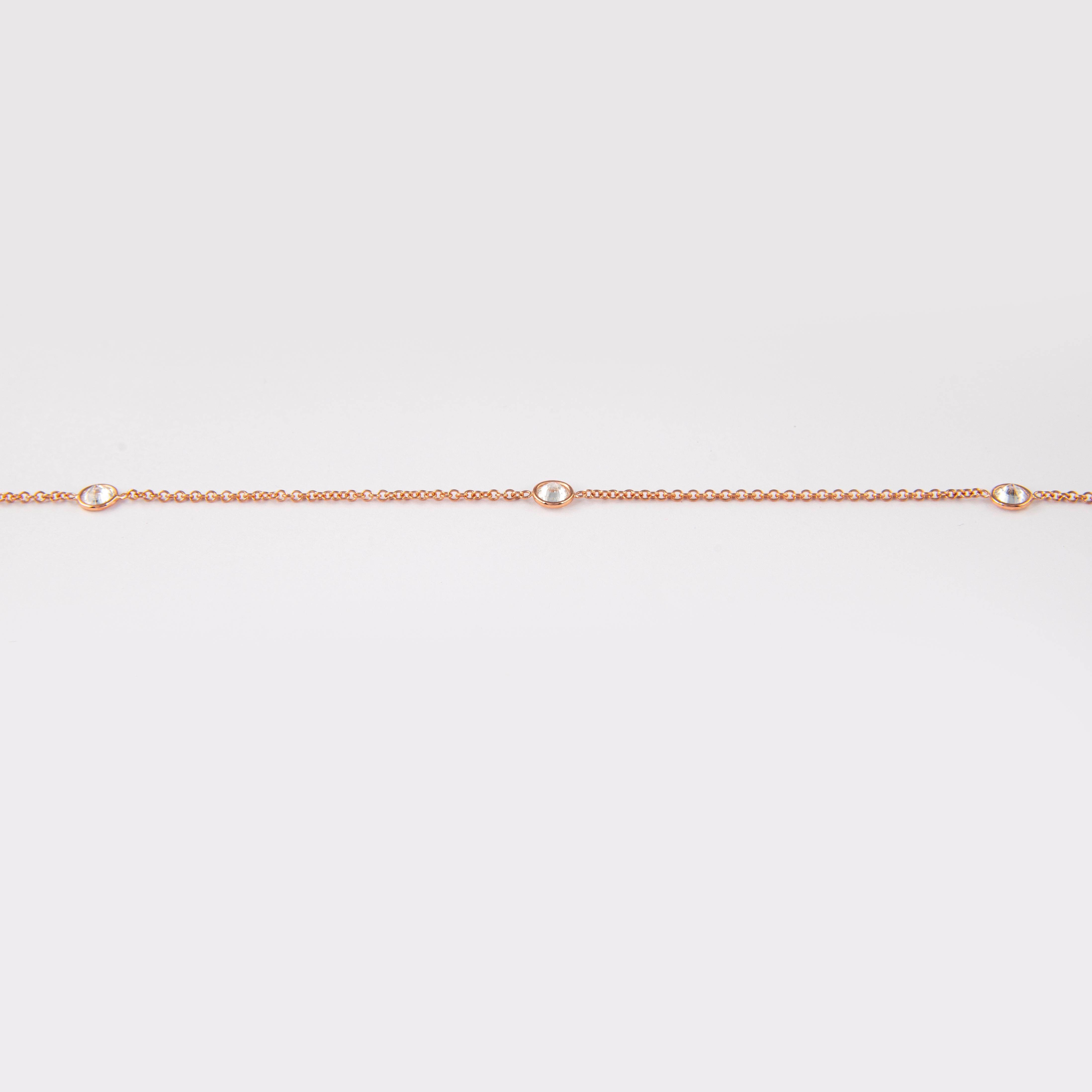 Alexander 1.60ct Diamonds by the Yard Necklace 18 Karat Rose Gold In New Condition For Sale In BEVERLY HILLS, CA