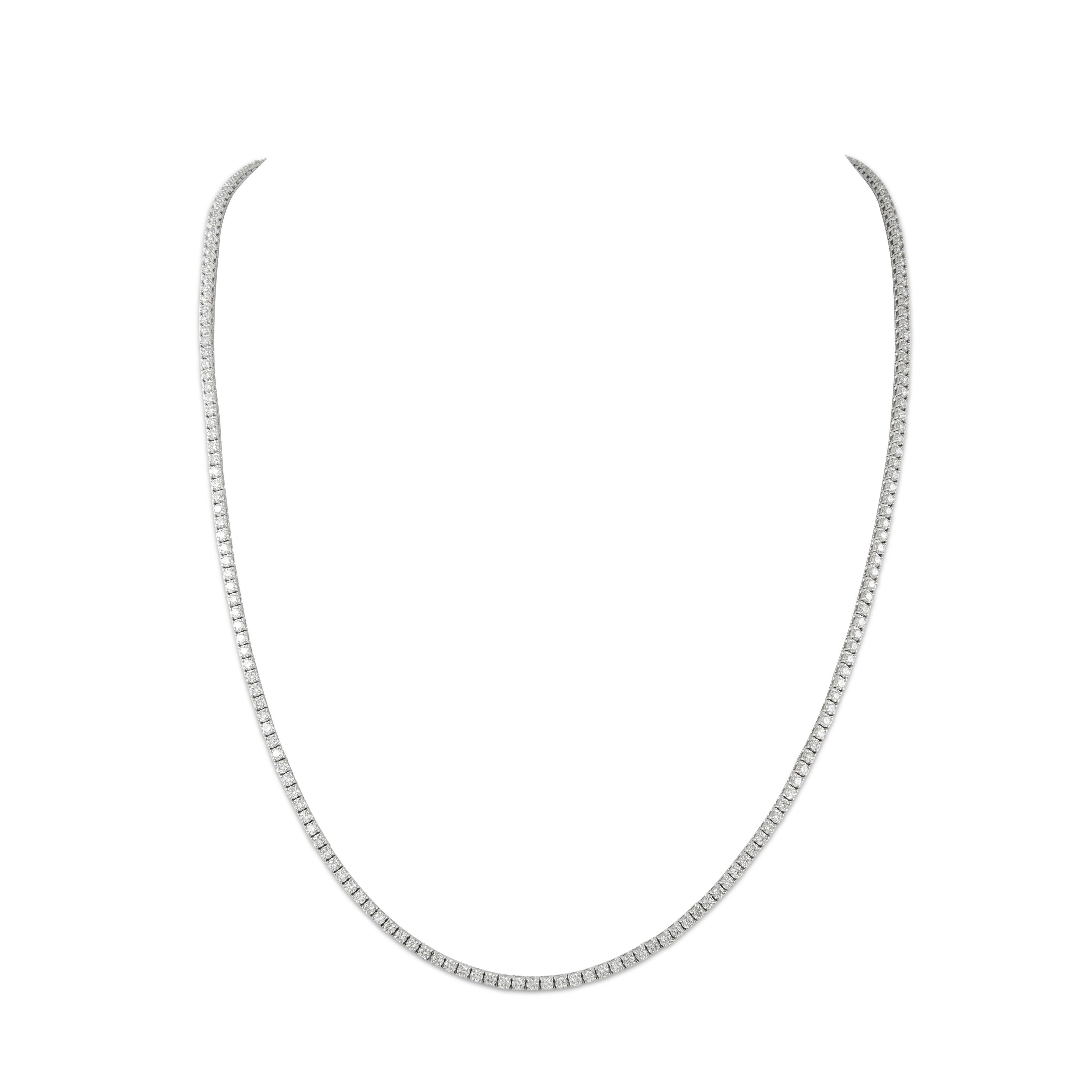 Contemporary Alexander 16.68 Carat Diamond Tennis Necklace White Gold For Sale