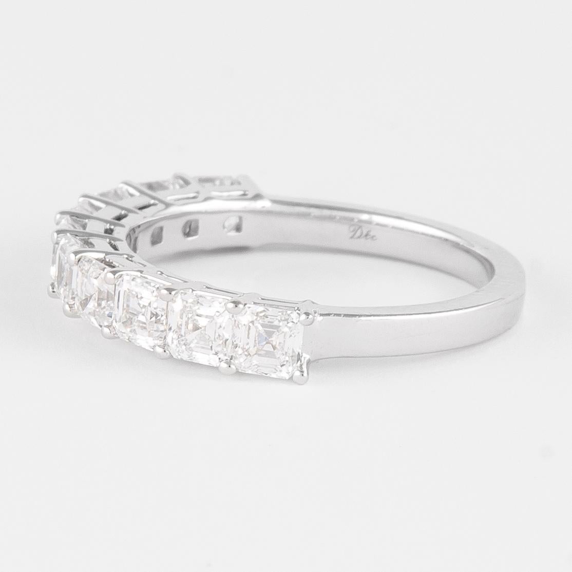 Alexander 1.68ct Asscher Cut Diamond D-F VVS Half Eternity Band 18k White Gold In New Condition For Sale In BEVERLY HILLS, CA