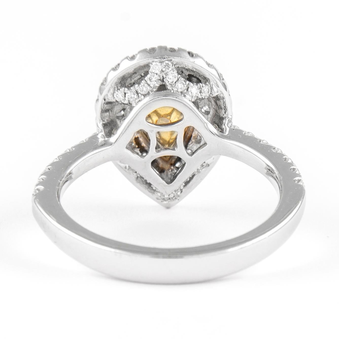 Alexander Beverly Hills 1.68ctt Fancy Intense Yellow Pear Diamond Ring 18k In New Condition For Sale In BEVERLY HILLS, CA