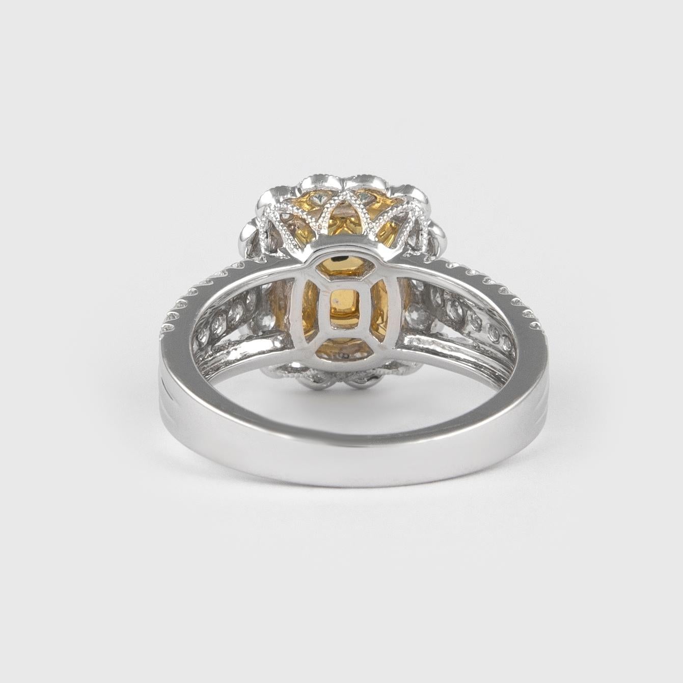 Oval Cut Alexander 1.72 Carat Emerald with Diamond Halo Ring 18 Karat White Gold