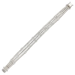 Alexander Bracelet tennis à trois rangées de diamants en or blanc 18 carats de 17,40 carats