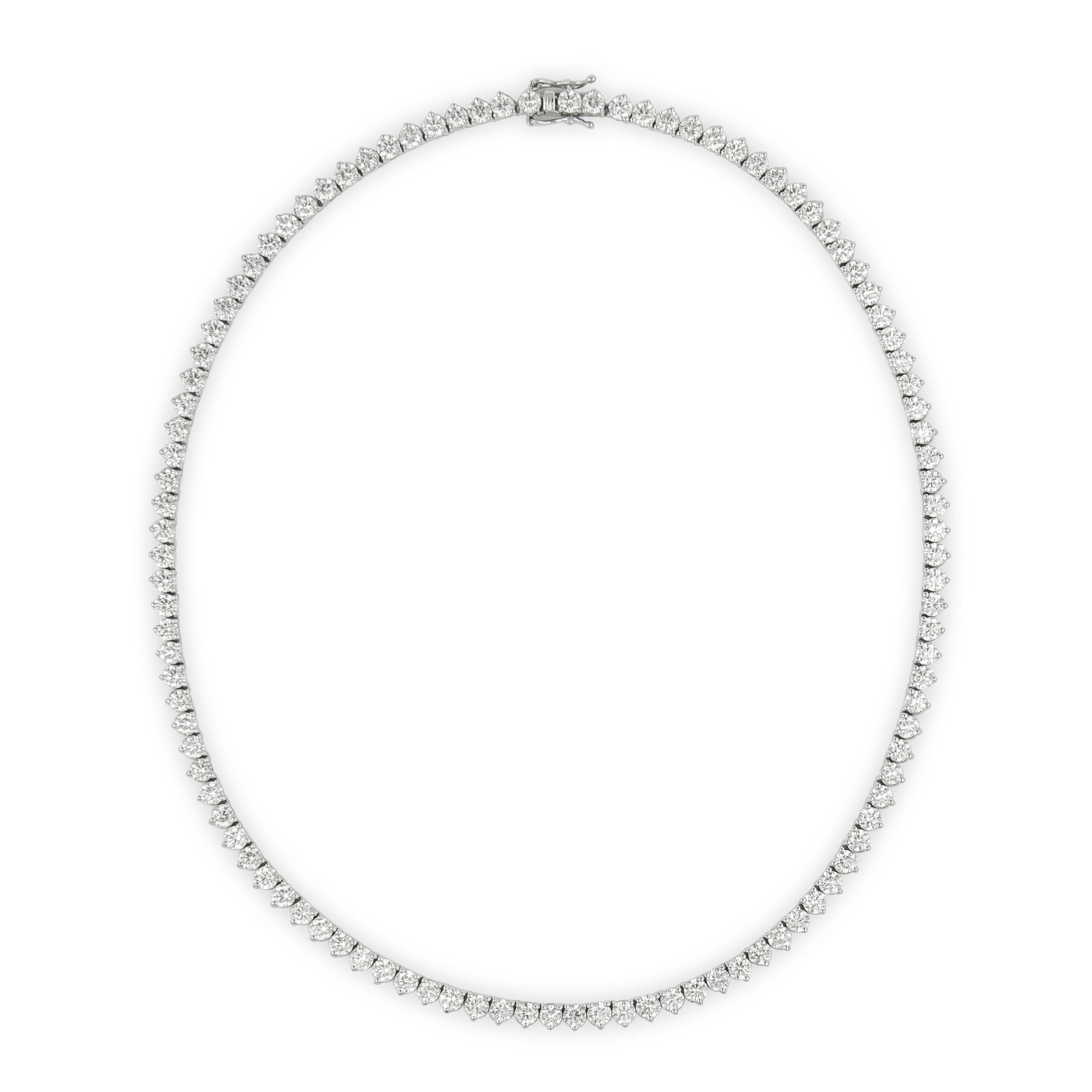 Contemporary Alexander 17.41 Carat Diamond Tennis Necklace White Gold For Sale