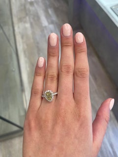 Alexander Beverly Hills 1.78ctt Fancy Yellow Pear Diamond with Halo Ring 18k