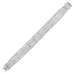 Alexander 17.97 Carat Five-Row Diamond Tennis Bracelet 18 Karat White Gold