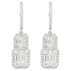 Alexander 1.79ct Illusion Set Diamond Drop Earrings 18k White Gold