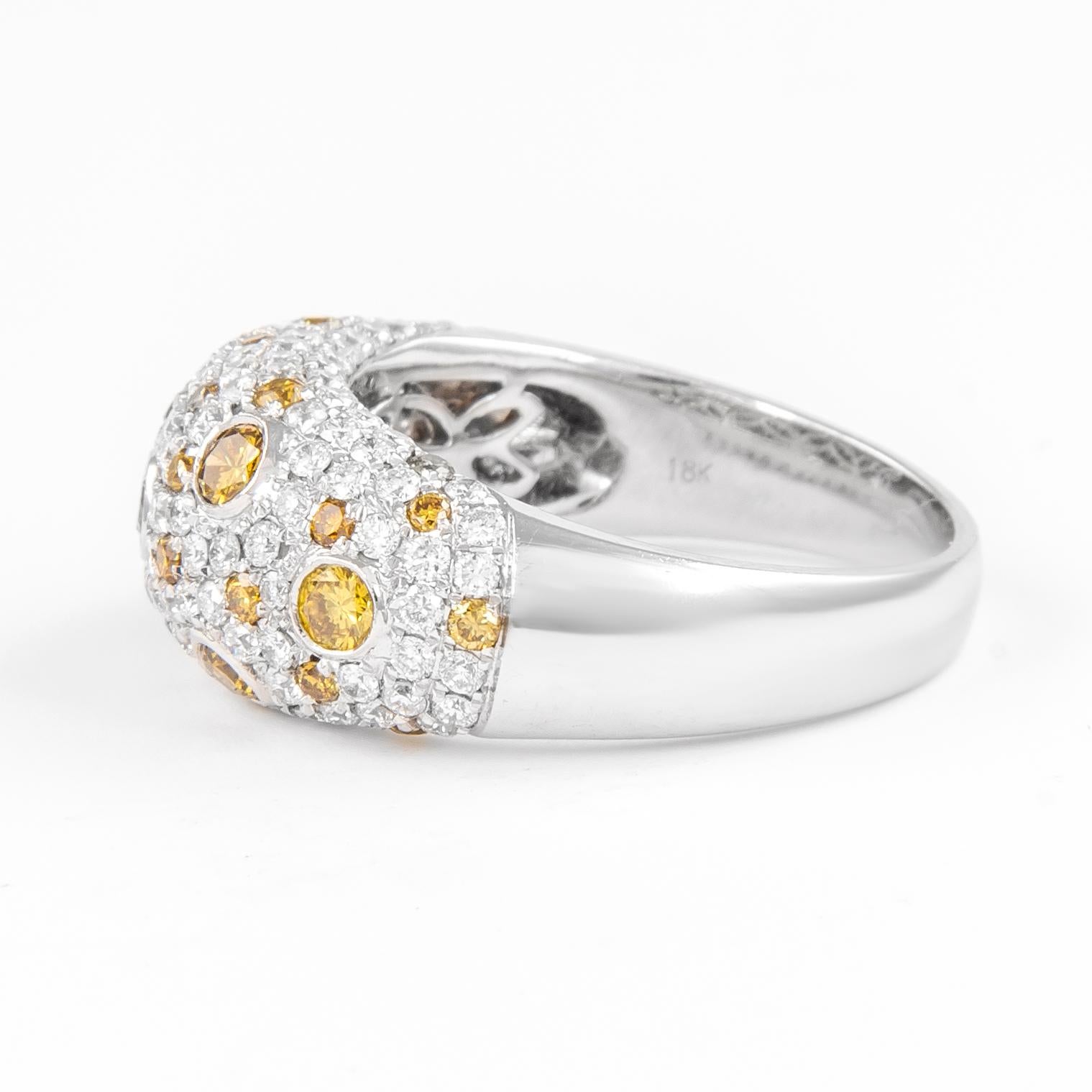 Round Cut Alexander Beverly Hills 1.86ct Fancy Green Yellow Multi Diamond Ring 18k For Sale