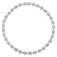 Alexander 18.75 Carat Diamond Illusion Set Necklace 18 Karat White Gold