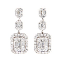 Alexander 2.05ct Illusion Set Diamond Drop Earrings 18k White Gold