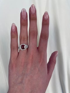 Alexander Beverly Hills GIA 2.14ct Burmese Ruby & Diamond Three Stone Ring 18k