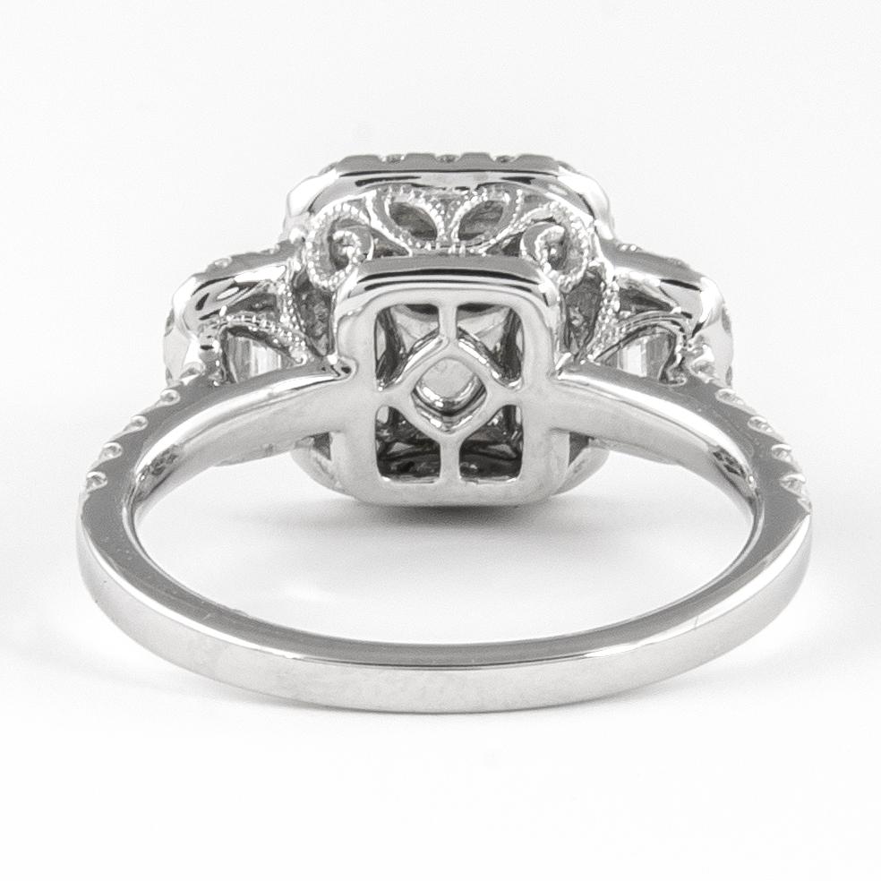 Women's Alexander GIA 2.14 Carat Burmese Ruby & Diamond Three Stone Halo Ring 18k Gold For Sale