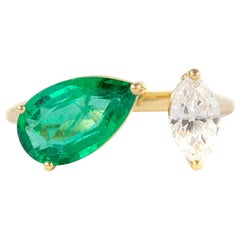 toi et moi ring Alexander 2.19 Carat Toi Et Moi Emerald
Diamonds Ring 18k Yellow Gold
