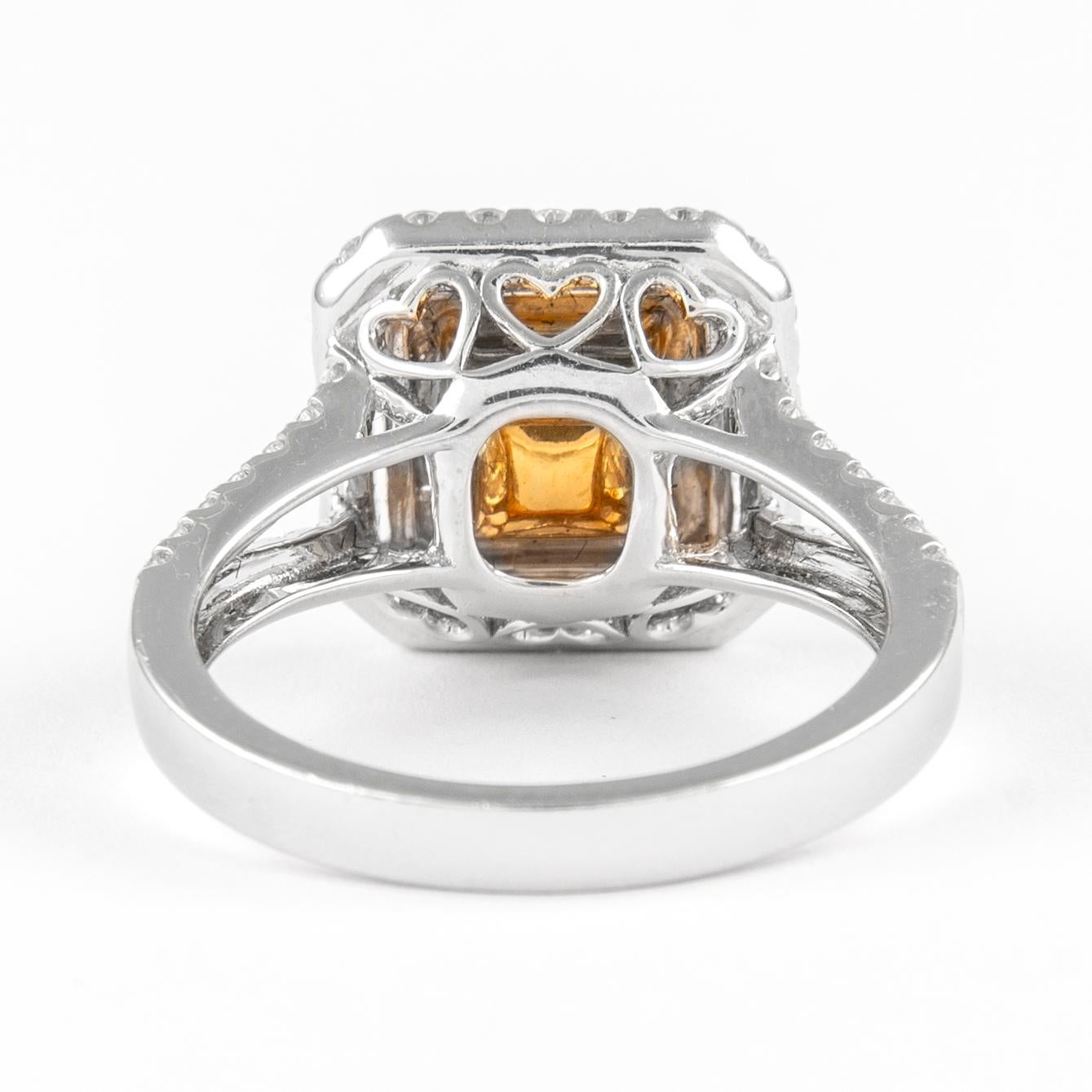 Alexander 2.25ctt Fancy Yellow VS1 Diamond Double Halo Ring 18k Two Tone In New Condition For Sale In BEVERLY HILLS, CA