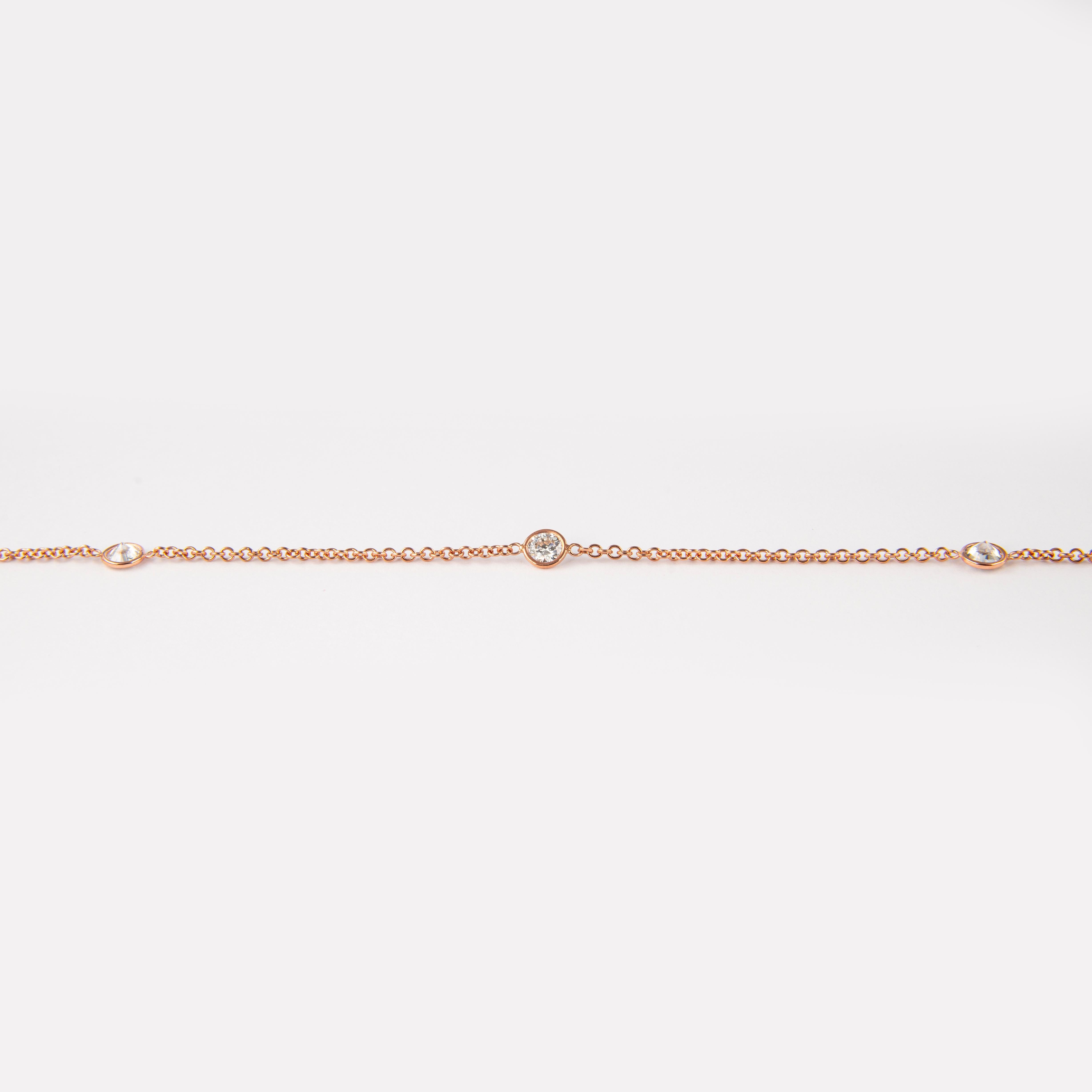 Alexander 2,27ct Diamonds by the Yard Halskette aus 18 Karat Roségold (Rundschliff) im Angebot