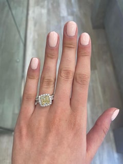 Alexander Beverly Hills 2.38ct Fancy Yellow Cushion Diamond with Halo Ring 18k
