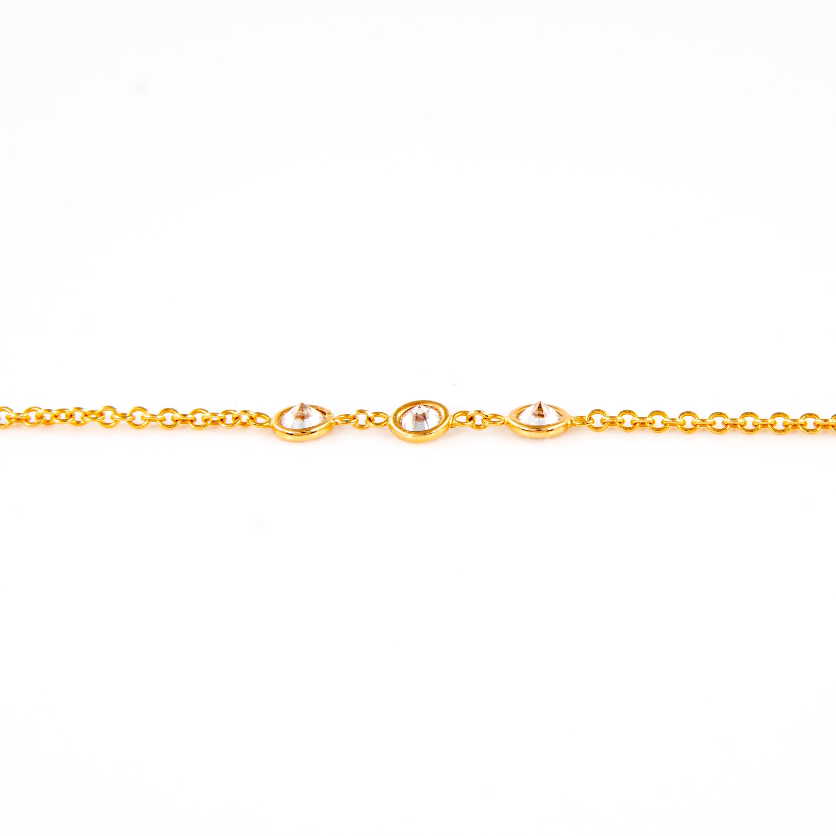 Modern Alexander 2.53ct Diamonds by the Yard Necklace 18 Karat Yellow Gold For Sale