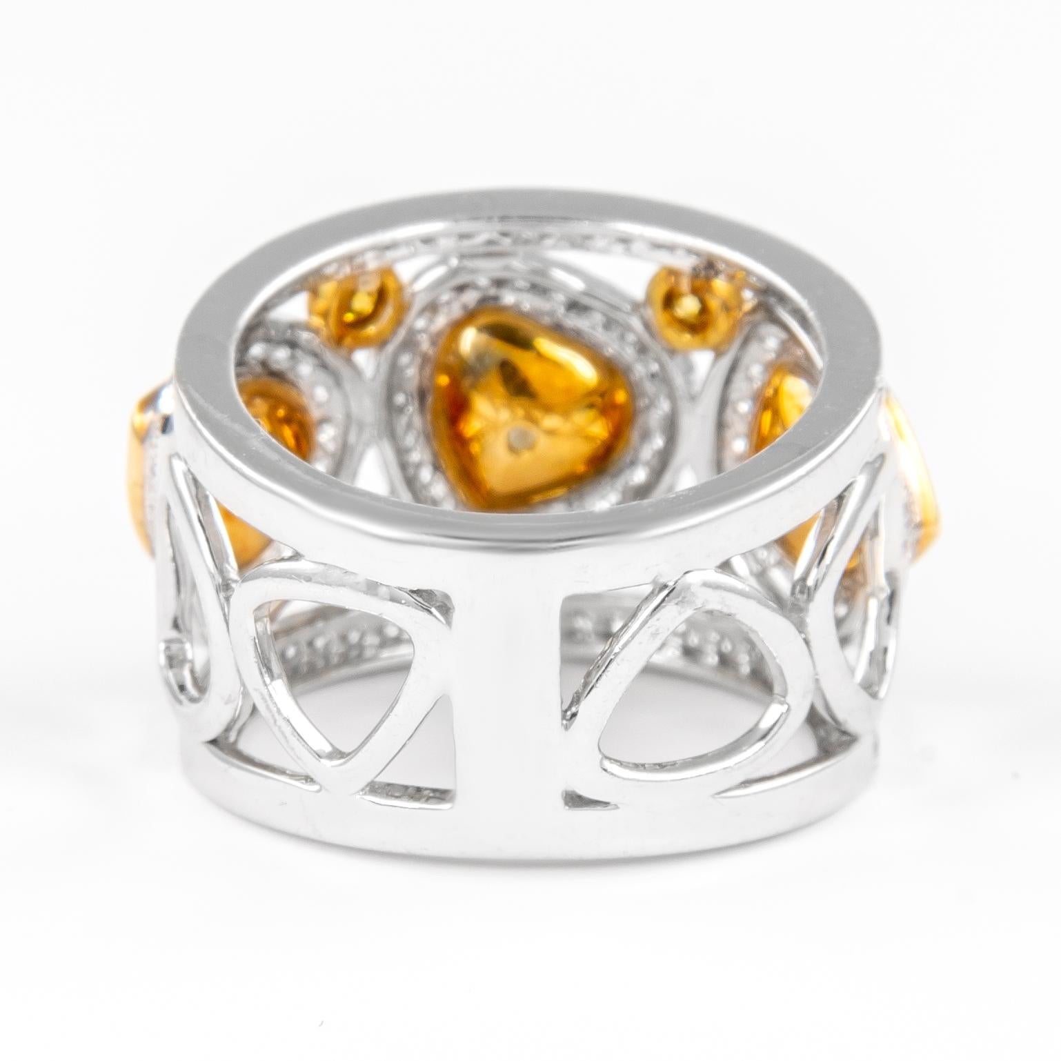 Alexander 1,58 Karat gelber Diamant-Cluster-Ring 18k zweifarbig (Herzschliff) im Angebot