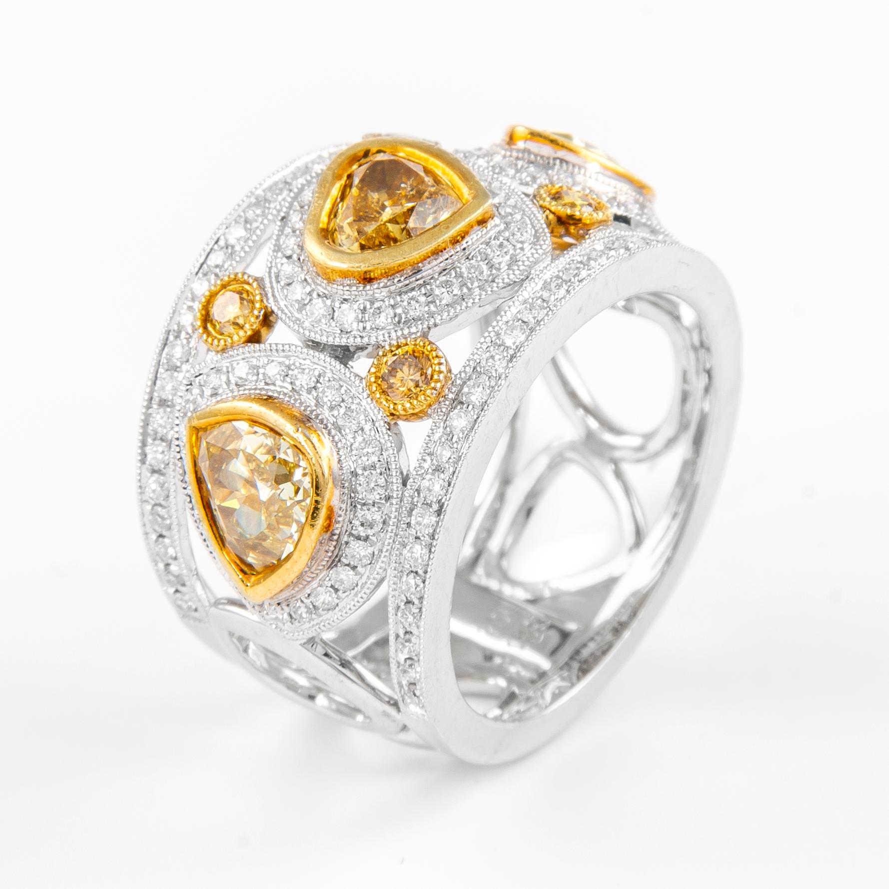 Alexander 1,58 Karat gelber Diamant-Cluster-Ring 18k zweifarbig im Zustand „Neu“ im Angebot in BEVERLY HILLS, CA