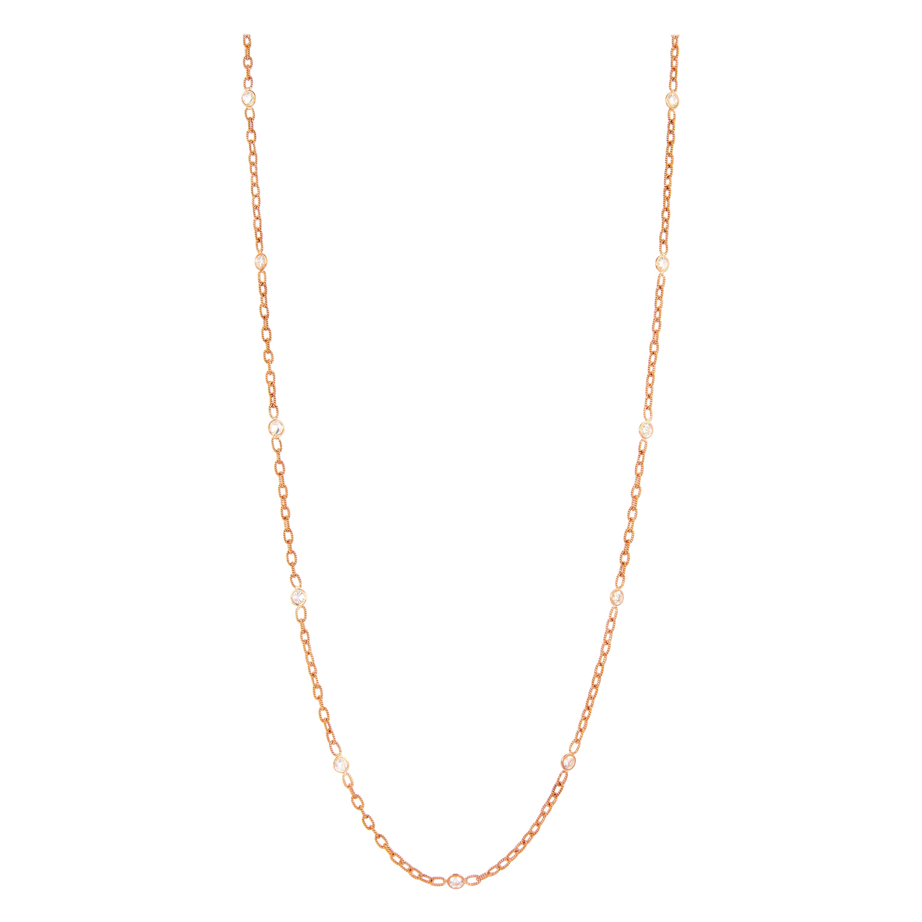 Alexander 2.60ct Diamonds by the Yard Necklace 18 Karat Rose Gold For Sale