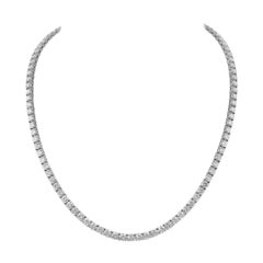Alexander 26.47 Carat Diamond Three-Prong Tennis Necklace 18k White Gold