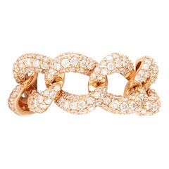 Alexander 2.67 Carat Cuban Link Ring 18 Karat Rose Gold Pavé Set