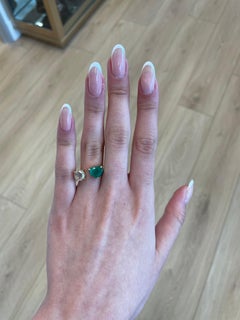 Alexander Beverly Hills 2.97ct Toi Et Moi Emerald & Rose Cut Diamond Ring 18k