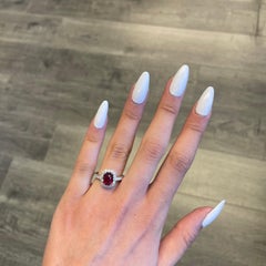 Alexander 3.00 Carat Rudy with Diamond Halo Ring 18 Karat White Gold