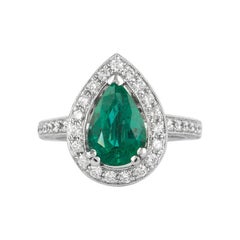 Alexander 3.03 Carat Emerald with Diamond Halo Ring 18 Karat White Gold