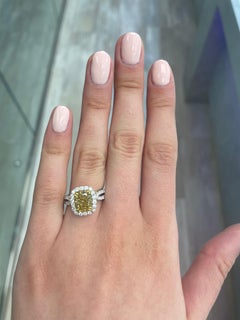 Alexander Beverly Hills 3.07ct Fancy Yellow VS2 Cushion Diamond Ring 18k