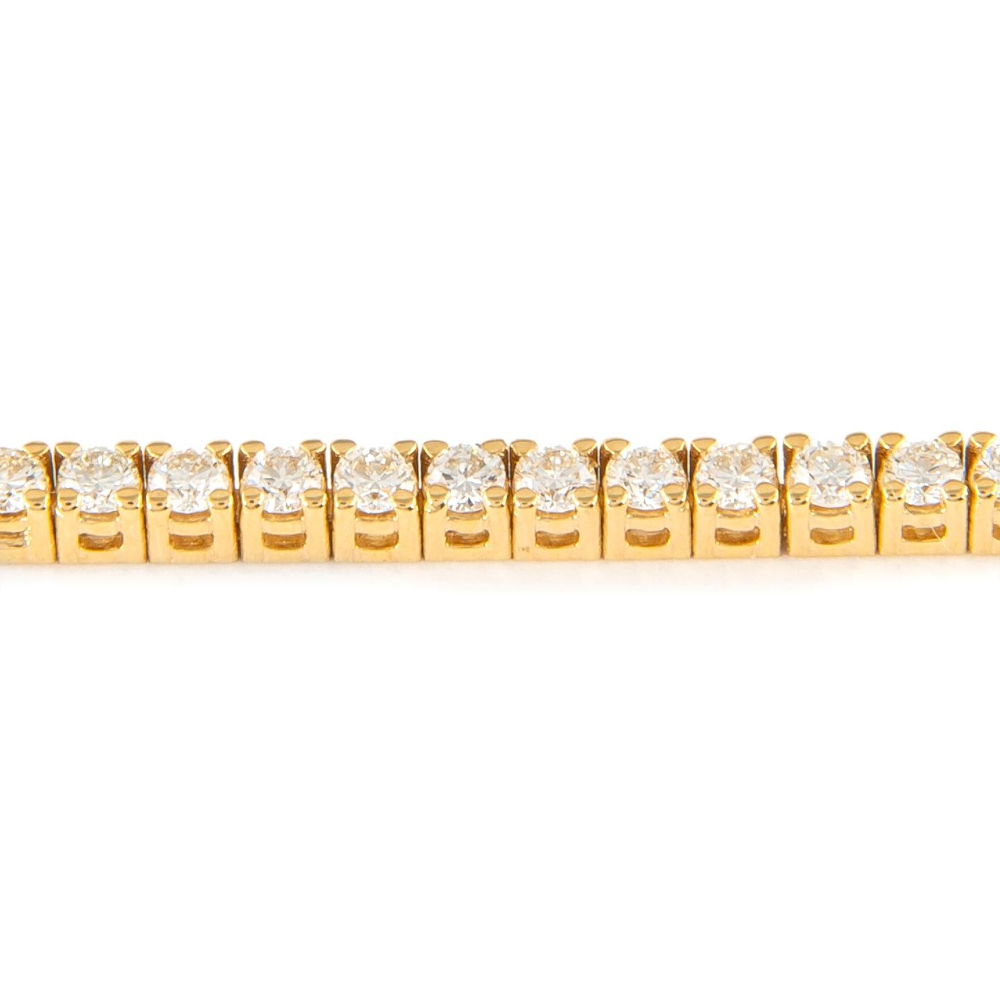 Taille ronde Alexander Bracelet tennis en or jaune 18 carats avec diamants de 3,10 carats en vente