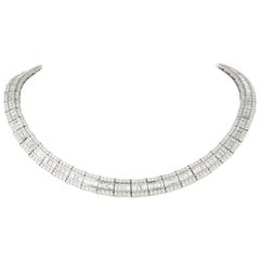 Alexander 31.73 Carat Baguette Cut Diamond 18 Karat White Gold Necklace