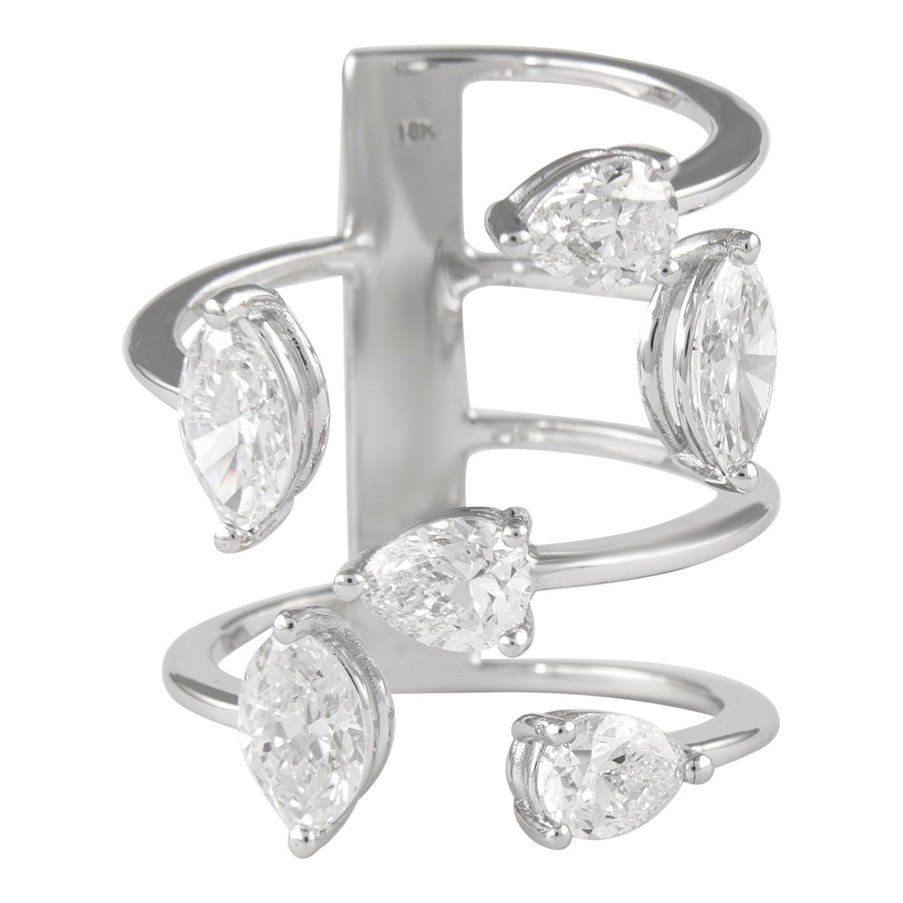 Alexander 3.23 Carat Floating Diamonds Ring 18 Karat White Gold