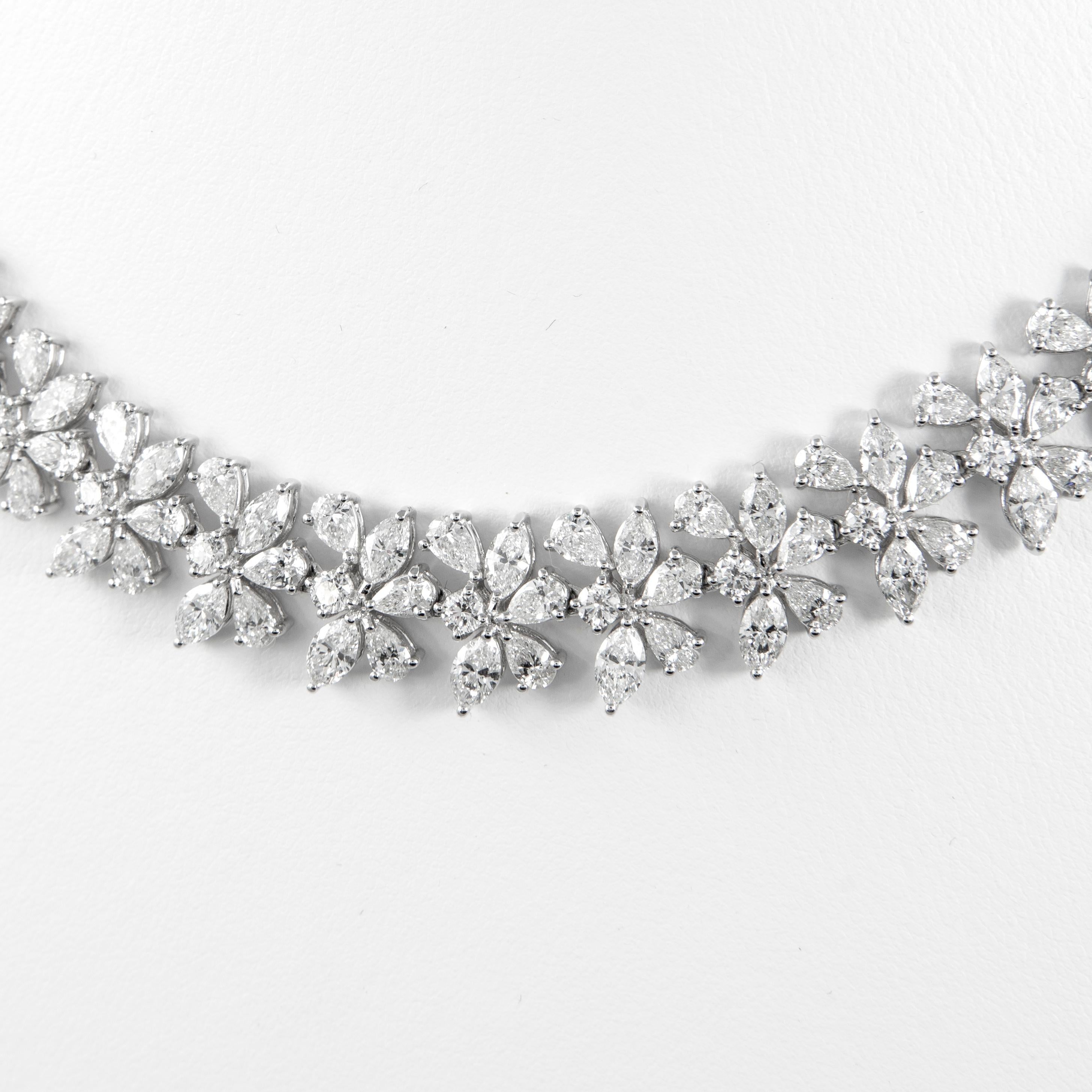 Pear Cut Alexander 33.65ct Marques, Pear, & Round Cut Diamond Necklace 18k White Gold