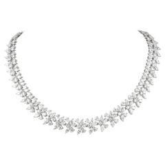 Alexander 33.65ct Marques, Pear, & Round Cut Diamond Necklace 18k White Gold