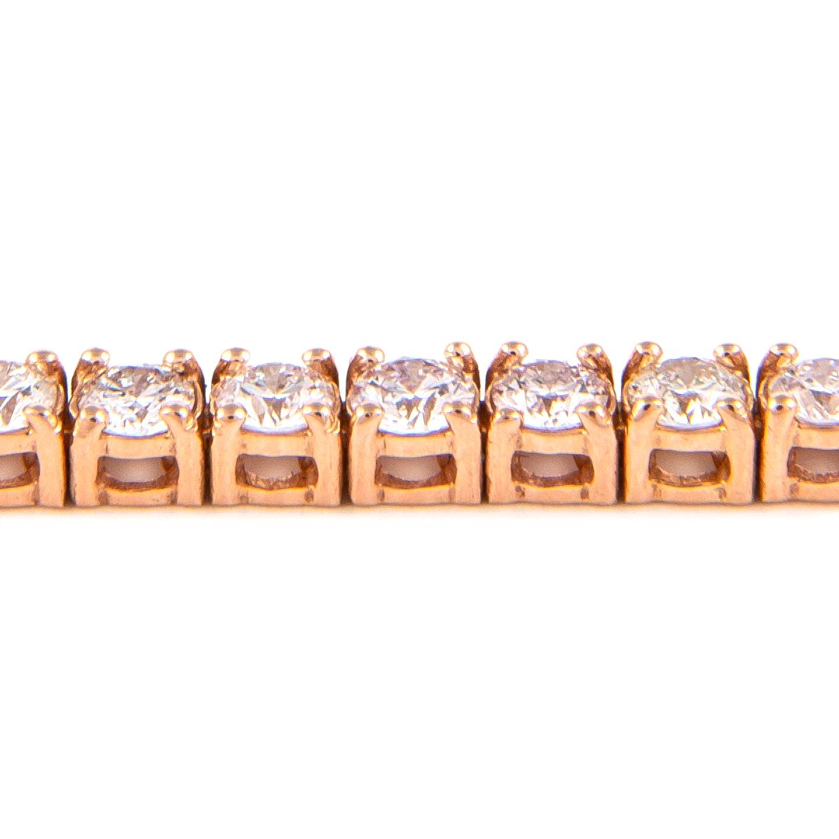Modern Alexander 3.65 Carat Diamond Tennis Bracelet 14 Karat Rose Gold For Sale