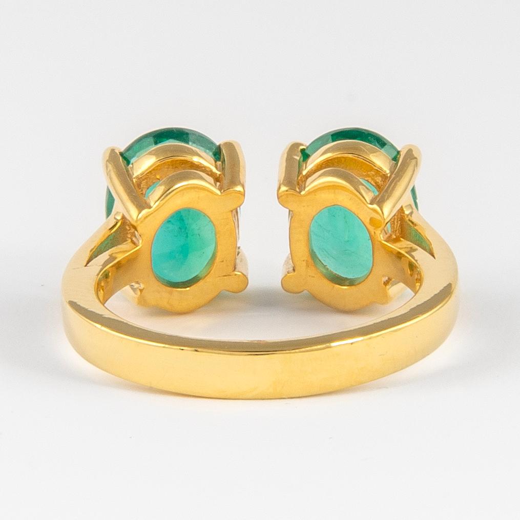 Alexander 3.78 Carat Toi Et Moi Emerald Ring 18k Yellow Gold Neuf - En vente à BEVERLY HILLS, CA