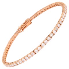 Alexander 3.91 Carat Diamond Tennis Bracelet 14 Karat Rose Gold