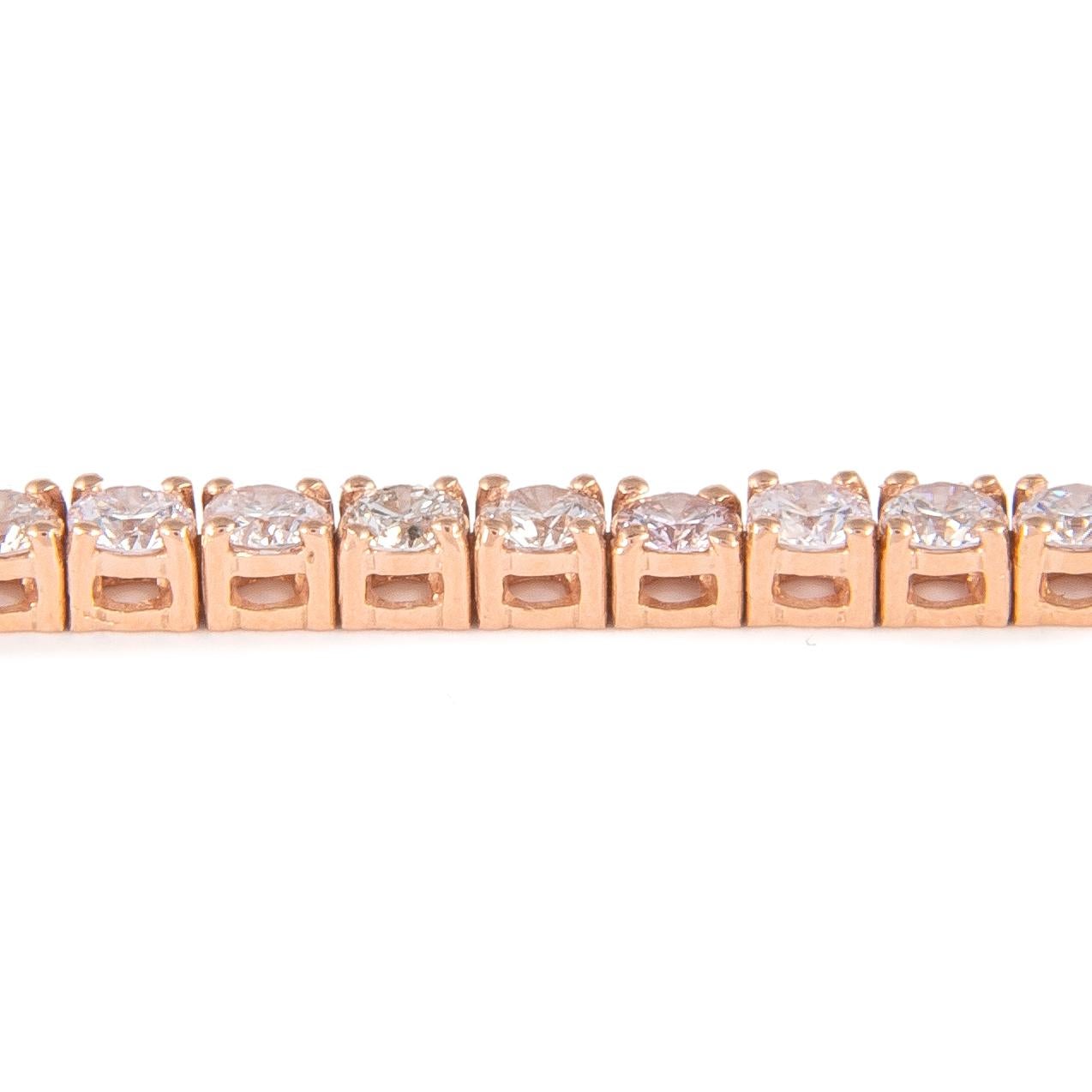 Moderne Alexander Bracelet tennis en or rose 14 carats avec diamants de 4,31 carats en vente