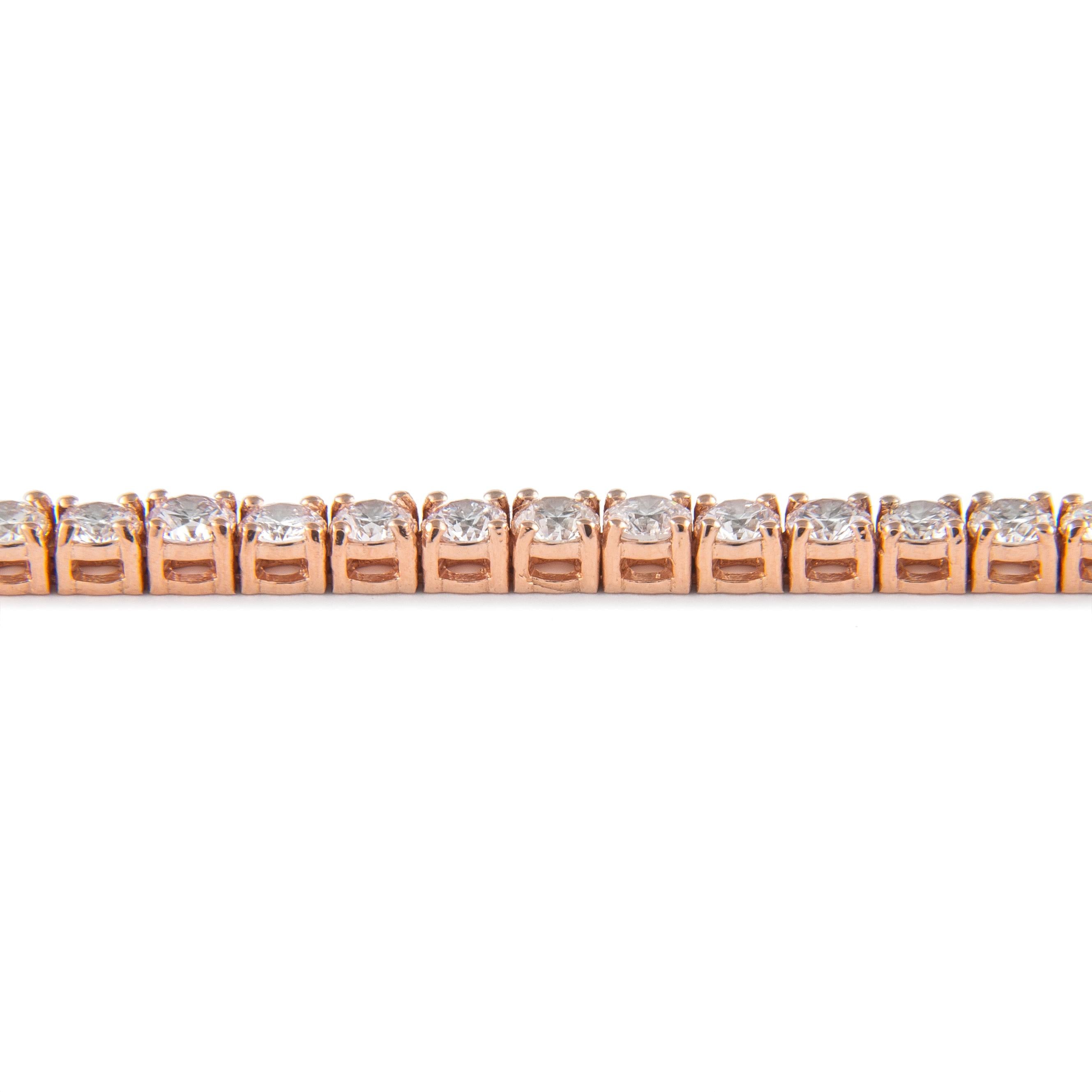 Moderno Alexander Beverly Hills Bracciale tennis con diamanti da 4.38 carati in oro rosa in vendita