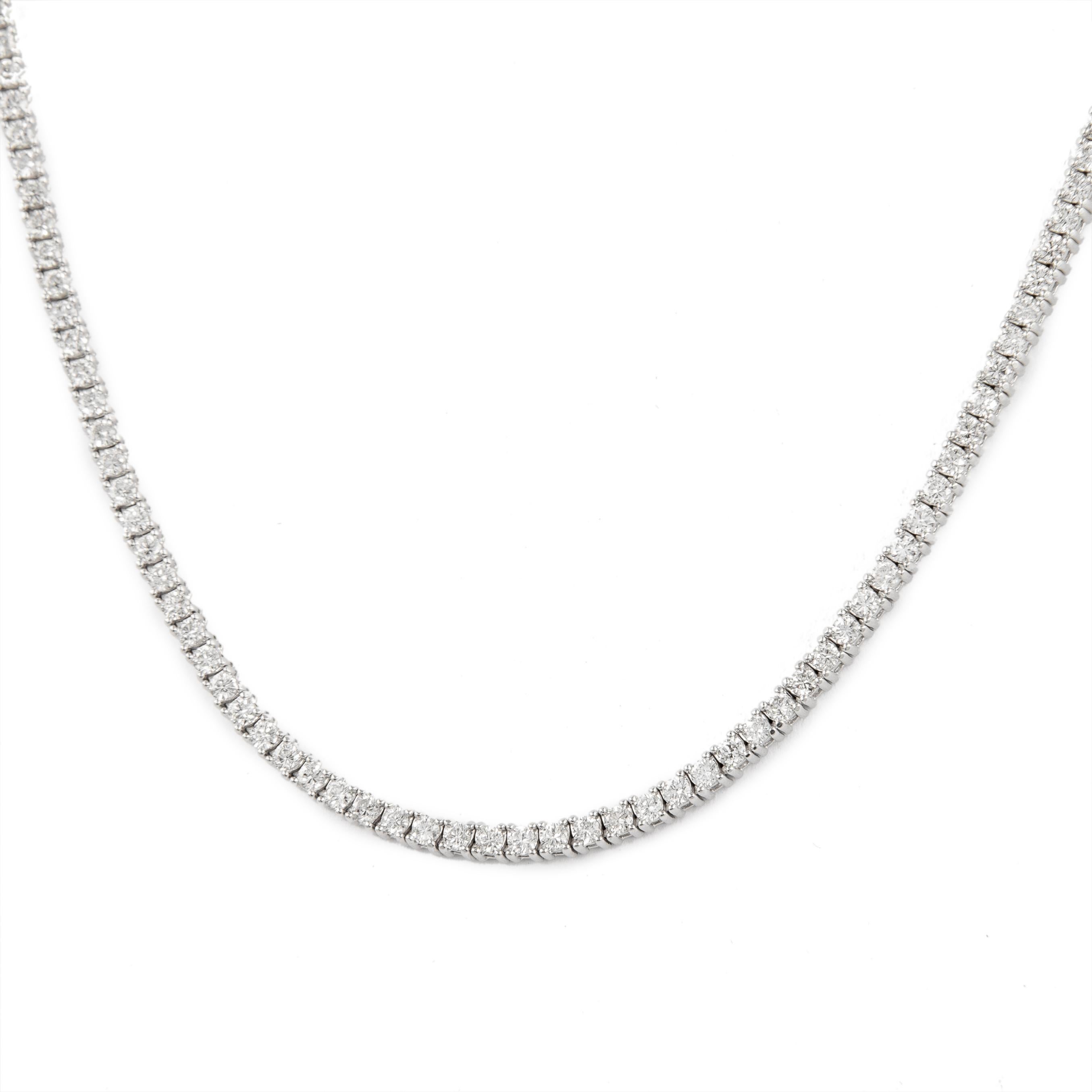 Contemporary Alexander 4.75 Carat Diamond Tennis Necklace 18 Karat White Gold