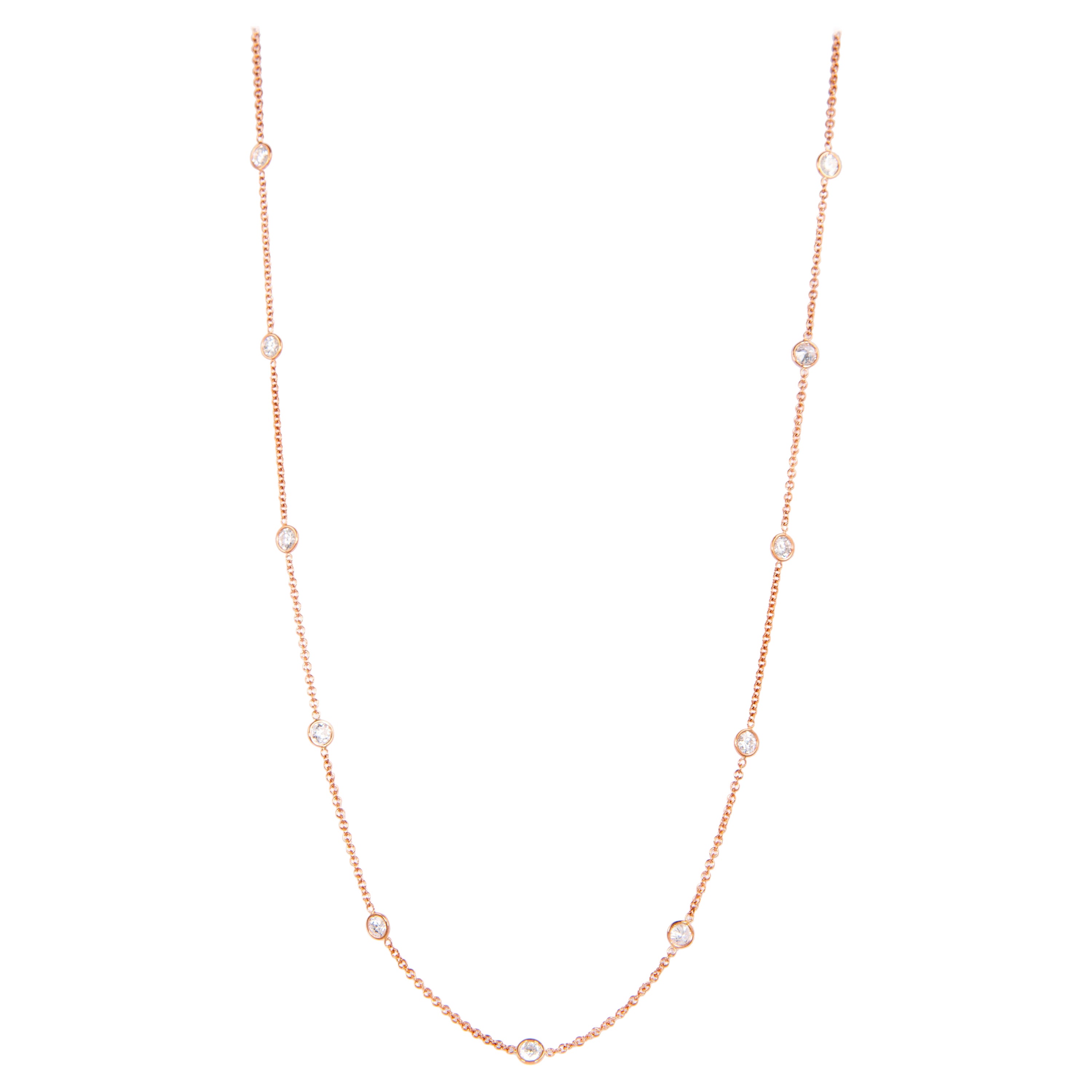 Alexander 4.75ct Diamonds by the Yard Necklace 18 Karat Rose Gold For Sale