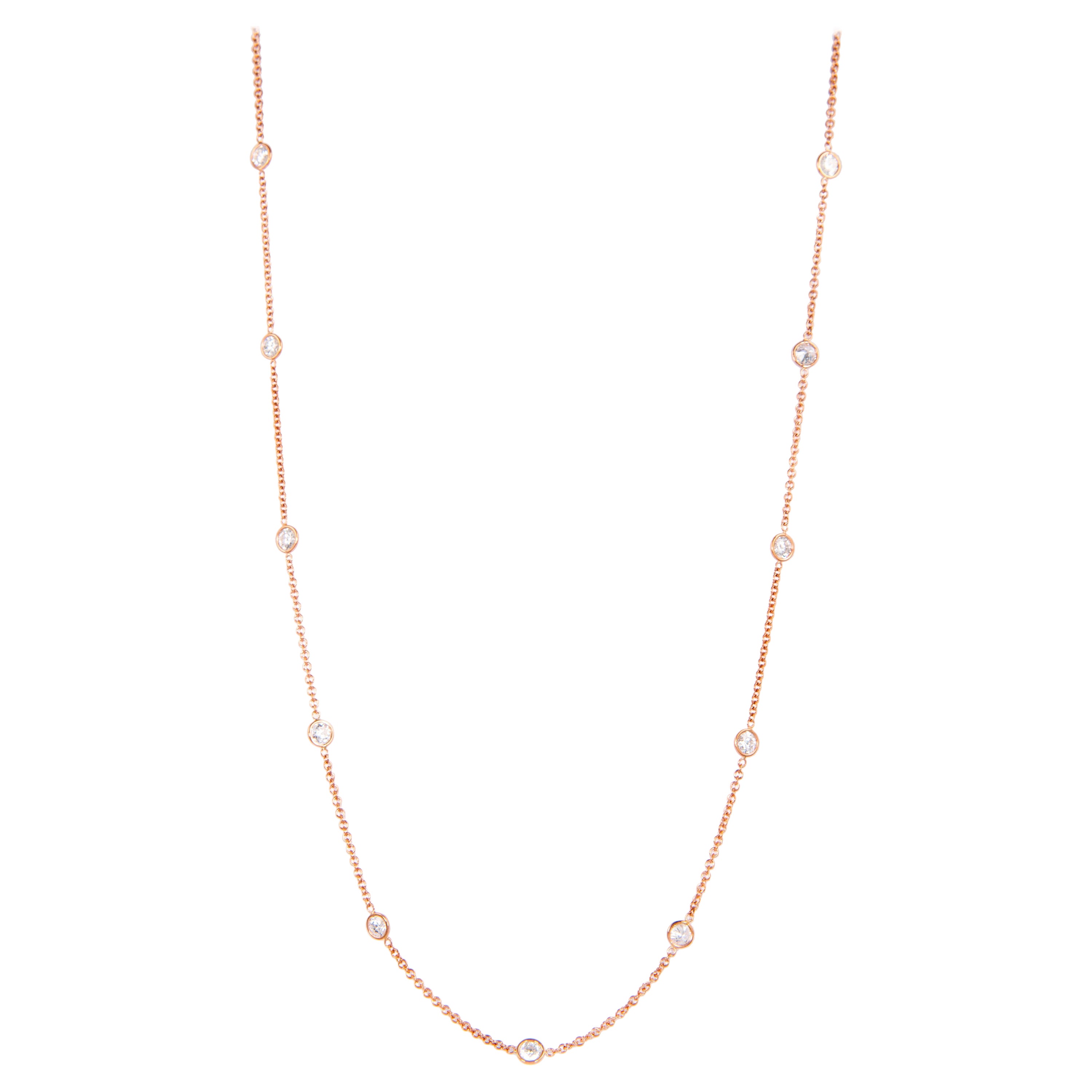 Alexander Beverly Hills 18 Karat Roségold Halskette mit 4,75 Karat Diamanten pro Yard